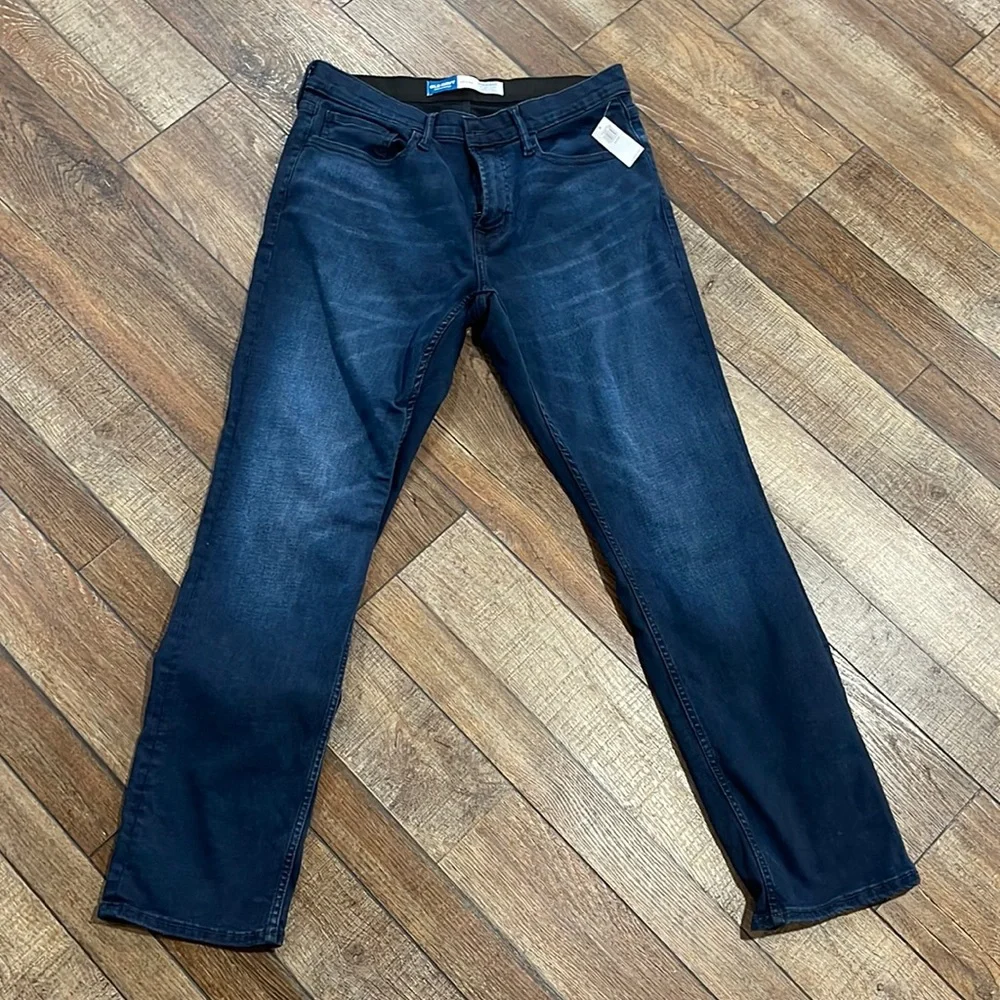NWT Old Navy Men's Straight 360 Stretch Jeans Blue Black, 34x32